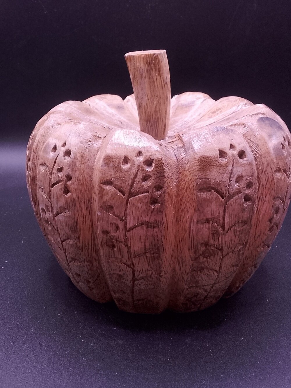 Hand Carved Solid Wood Pumpkin Fall Autumn Decor